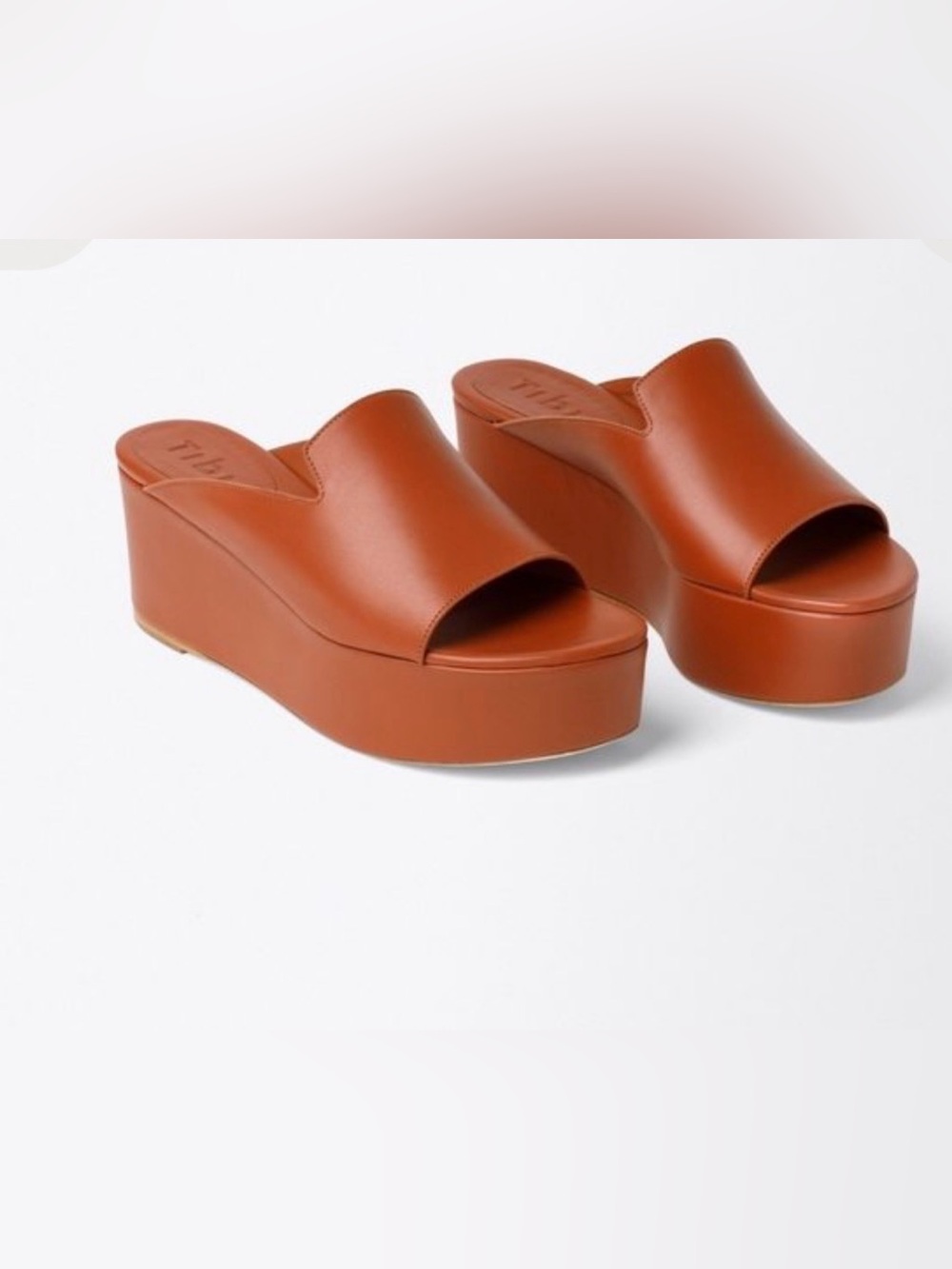 TIBI DIMITRI BABY CALF PLATFORM SANDAL in CARAMEL Sz 40/US 10